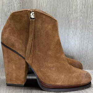 ZARA Basic Ankle Boot Womens 39 US 9 Pointed Toe High Heel Tan Brown Suede